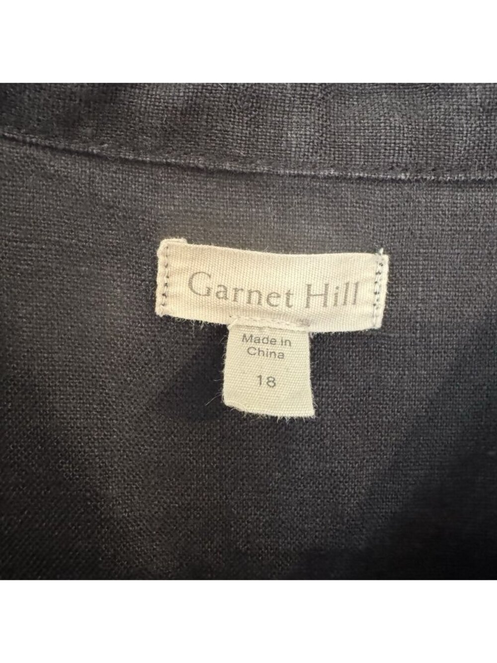 Garnet Hill 100% Linen Button Up Shirt Dress Lagenlook Black Women’s Size 18 - Picture 3 of 6